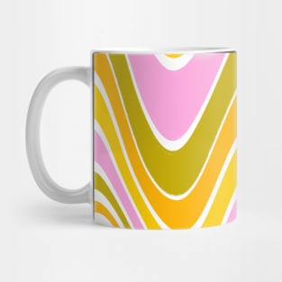 Abstract Funky 70s Retro Swirl Wavy Pattern Pink Green Mug